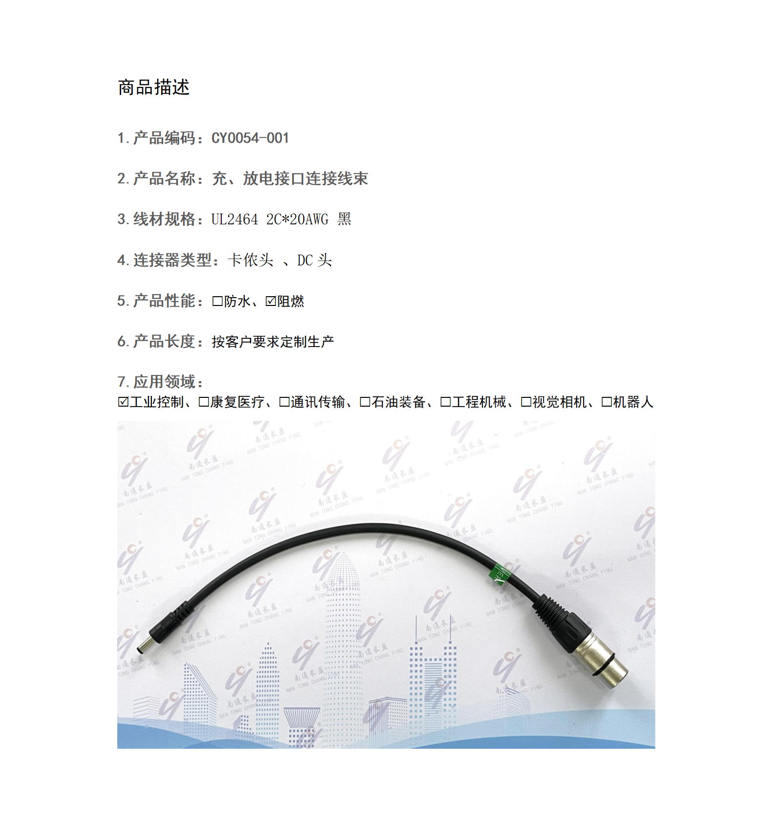 CY0054-001 充、放電接口連接線束